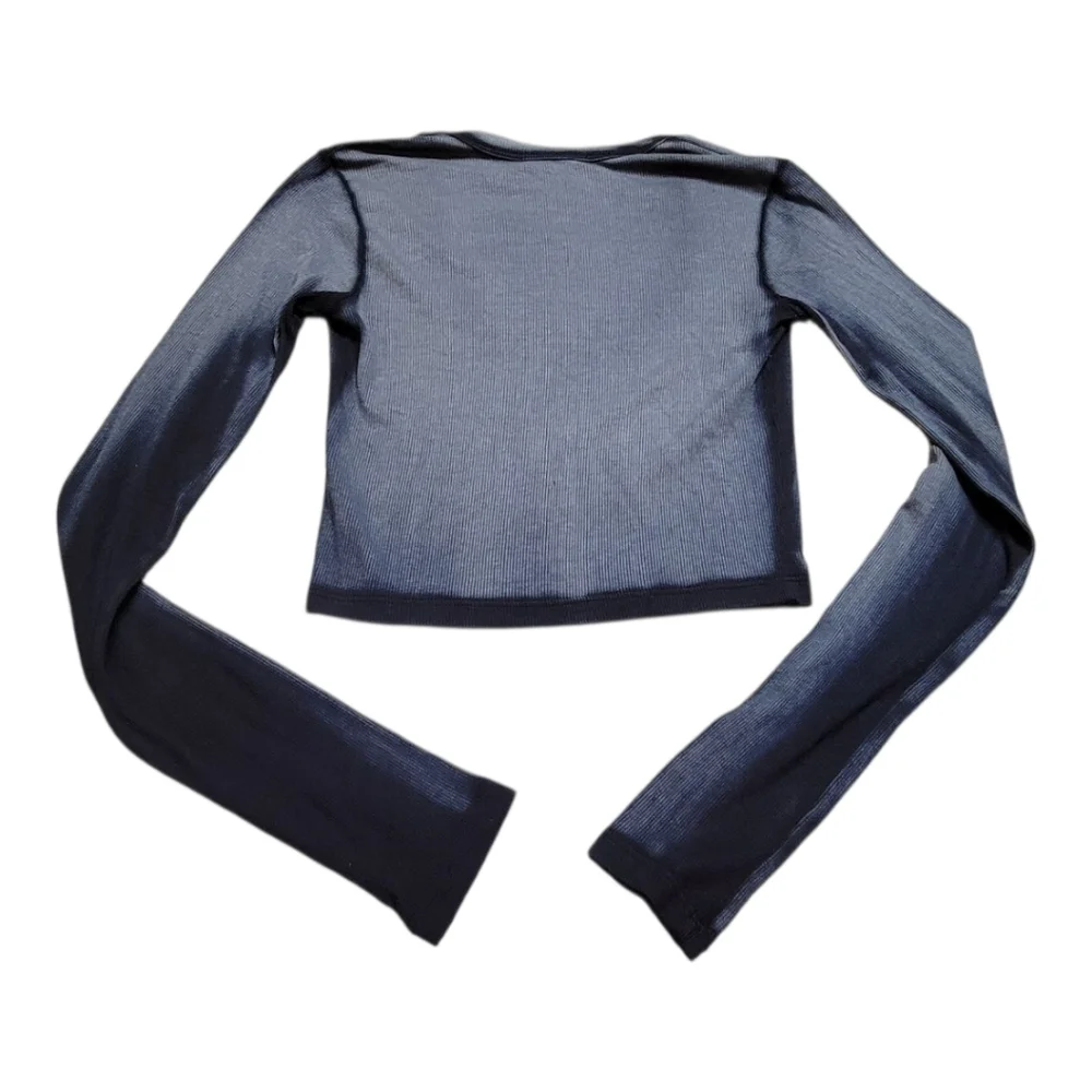 NWT $125 COTTON CITIZEN Verona Crop U Neck In Navy Cast Stretchy XS - Picture 3 of 5